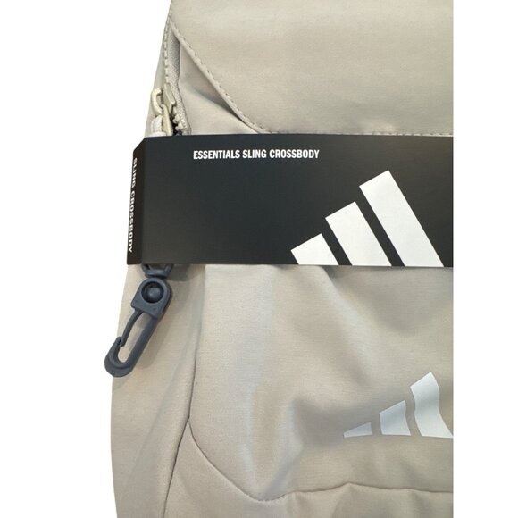 Adidas Essentials Sling Crossbody Adjustable Strap Sand Beige Multi-Pocket Desig - Picture 2 of 8